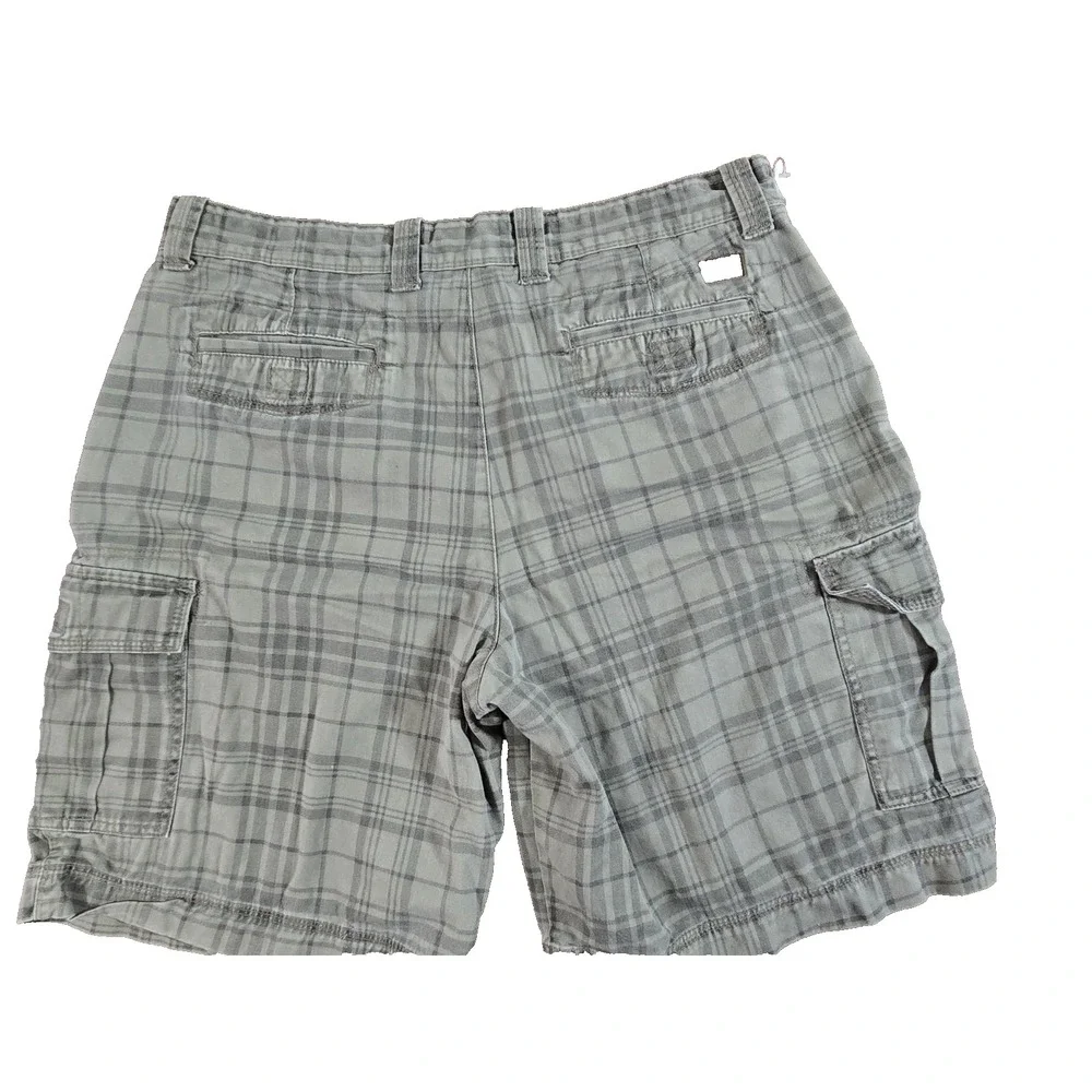 Izod Shorts Mens 100% Cotton Plaid‎ Cargo Green Preppy Beachy 10